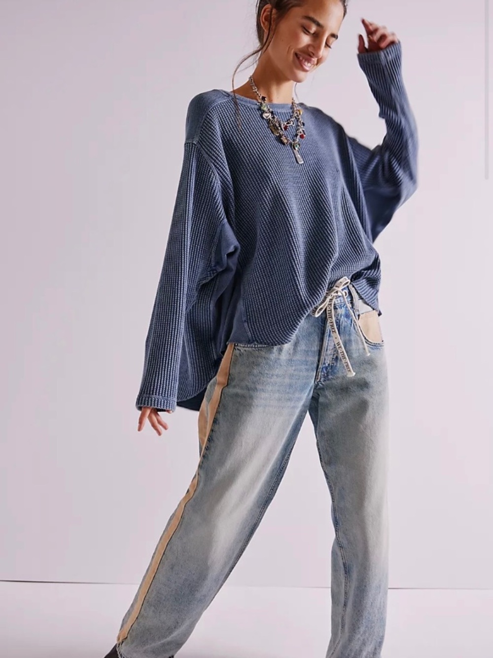 Free People FP One Blake Thermal Blue Size S $68